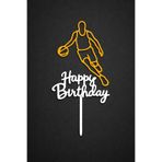 LİYA3D Basketbol Temalı Happy Birthday Pasta Süsü – 17 cm – PLA 3D Baskı – Doğum Günü Cake Topper