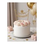 LİYA3D Happy Birthday Yıldızlı Pasta Süsü