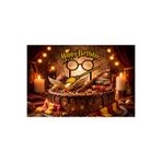 LİYA3D Harry Potter Temalı Happy Birthday Pasta Süsü – Gözlük & Asa Tasarımlı Doğum Günü Cake Topper