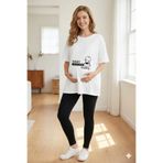 LiyAdaCo Anne Baby Loading Baskılı Hamile Oversize Beyaz Tişört