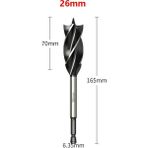 Liyao 26MM 12-35MM Ağaç Işleme Büküm Matkap Ucu Seti Uzun Dört Yuvalı 6.35MM Shank Karbür Matkap Ucu Delik Testere Kapı Kilidi Ahşap Planya Araçları (Yurt Dışından) - Renkli