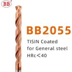 Liyao BB2055-TISIN 7.9mm, Yuvarlak Bb Katı Karbür Burgu Matkap 5MM~11.95MM Paralel Şaft Genel Saplama Cnc Delme Metal Çelik Demir Delik Iki Ondalık Basamak (Yurt Dışından) - Renkli