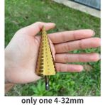 Liyao Sadece Bir 4-32MM 7/3/1 Adet Hss Adım Matkap Ucu Setleri Düz Oluk Titanyum Kaplamalı Koni Delik Kesici Otomatik Merkezi Punch Spiral Büküm Testere Matkap Ucu (Yurt Dışından) - Renkli