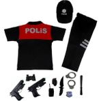 Liyavera Çocuk Polo Yaka Türk Yunus Polis Kostümü Yunus Polis Kıyafeti Üniforması - 7 Yaş - Kırmızı