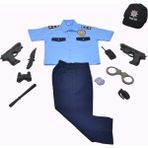 Liyavera Unisex Mavi Renk Kısa Kollu Türk Polis Kostümü Çocuk Kıyafeti 2 - 9 Yaş