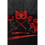 Liyuza Misss Kırmızı İçi Tüğlü Maske,kol,bacak,ağız Topu,kırbaç,tasma Set 700938 Kırmızı Tek Ebat