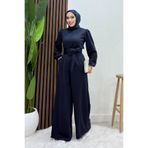 lizatesettür Kuşaklı Tesettür Tulum Koyu Lacivert