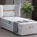 Lizbon Baza Başlık Ve Comfort Yatak, Açık Gri, 100X200