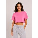 Lizbon Style Kadın Crop Tişört Salaş Basic Kısa Kollu Tshirt - Pembe
