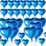 Lize Parlak Mavi Kalp Şekilli Uçan Balon Folyo 18 Inç 45 cm 25 Adet