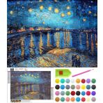 liziciti Yeni Başlayanlar ve Çocuklar için Elmas Boyama Kitleri, Van Gogh'un Ünlü Tabloları 5D Tam Matkap Elmas Mozaik Tablolar Ev Duvar Dekoru için Kendin Yap, 30,48 cm x 40,64 cm Kanvas (Rhone Üzerinde