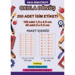 Lizpo Decor Kişiye Özel Okul Etiketi Kalem Defter Sticker Okula Dönüş Palet Temalı 200 Adet