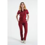 Lizy Uniform Asteria-Kadın Fermuarlı Hemşire Doktor Üniforma Takım Scrubs Takım Hastane Forması - Bordo