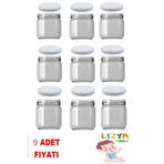 LİZYA BABY Cam Kavanoz Beyaz Kapak 210 Cc 9 Adet Yoğurt Bebek Mama Ek Gıda Kavanozu 15 Adet Etiket