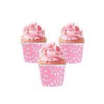 LİZYA BABY Pembe Renkli Puantiyeli Kağıt Muffin Kek Ve Sufle Kapsülü Cupcake Pişirme Kalıbı Kağıdı