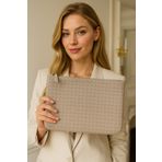 LİZYS Hasır Krem Desen Dokuma Kabartmalı Clutch Portföy El Çantası
