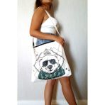 Lizzamoda Organik Ham Bez Çanta Fashion Animals - Beyaz