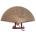 LJFMDLN Çin Bambu Oyma Yelpaze, Delikli Saçak El Fan Katlanabilir, Düğün için Bambu Hayranları, Parti, Ev Dekorasyon (Color : Plum)