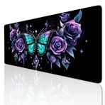 Ljpsse Kelebek Büyük Fare Altlığı Oyun Mouse Pad Büyük 24x12 inç Klavye Mat Kaymaz Kauçuk Tabanlı, Mousepad Yıkanabilir Genişletilmiş Büyük Fare Paspasları, Ev Ofis Çalışmaları için Fare Altlığı 3-104