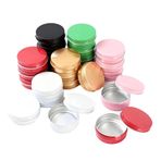 LJY 24 adet 2 oz alüminyum teneke kutu, kapaklı, renkli (6,7 x 2,5 cm) – Renkli metal kutu yuvarlak mum ve krem doldurmak için – küçük kutular kap düzenleyici
