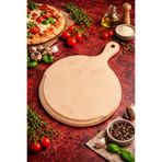 LkAhşap 32 cm Ahşap Pizza Sunum Tahtası Saplı – Yuvarlak Doğal Ahşap Servis ve Sunum Tabağı Fırın Küreği