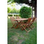 LkAhşap Akasya Katlanır Ahşap Bahçe Balkon Masası 4 Sandalye 1 Masa 80x140 H75