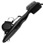 LL-Golf ® Golf sopası fırçası çift taraflı telli, naylon fırça ve oluklu bileyici, karabina kancalı golf çantası/golf sopası fırça/ayakkabı için/golf club brush