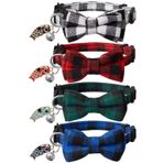 LLHK Papyon ve Çan ile 4 Paket Küçük Balık Kedi Yaka, Kız erkek Kediler için Kişiselleştirilmiş Ayrılıkçı Yavru Kedi Yaka, Ayarlanabilir 7-12 inç, Kitty Kitten Yetişkin Kediler için Sevimli Evcil