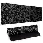Llzdeuan Siyah Topografya Kontur Oyun Mouse Pad Büyük Anime Topografik Harita Mousepad Genişletilmiş Mouse Pad Oyun Büyük Masa Pad Klavye Pad Dikişli Kenar Kaymaz Kauçuk Taban