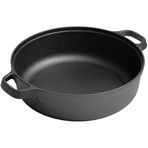 LMYFGHRD 31cm Kaplamasız Dökme Demir Kızartma Tavası - İndüksiyon ve Gazlı Ocaklar için Mini Binaural Wok