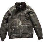 LN Leather Patchwork Kürk-Süet Hakiki Deri Yakalı Biye ve Triko Detaylı Mont - 3XL - Siyah