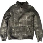 LN Leather Patchwork Kürk-Süet Hakiki Deri Yakalı Biye ve Triko Detaylı Mont - Siyah