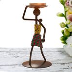 Loandicy Retro Metal Mumluk - Dekoratif Vintage Şamdan,Vintage Afrika Kadın Şamdan, Yatak Odası Oturma Odası Düğün Parti için Merkezinde