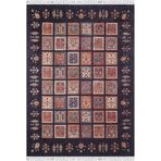 Lobez Lacivert Madalyon Modern Geometrik Etnik Desenli Boho Makinada Yıkanabilir Hafif Hav Toz Vermez Leke Tutmaz Kaymaz Taban Dijital Makine Baskı Halı Oturma Odası Salon Yolluk Koridor Mutfak Halısı