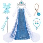 LOBTY Kız Elsa Kostümü Aksesuarları ile Kar Kraliçesi Kostüm Çocuklar Prenses Elbise Doğum Günü Partisi Noel Partisi Cadılar Bayramı Karnaval Cosplay Elbise