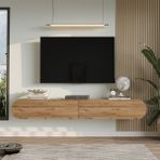 L'occi Concept 180 cm Oval Kapaklı Tv Ünitesi Modern Duvara Monte Tv Sehpası Atlantik Çam Don1-A - Kahverengi