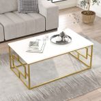 L'occi Concept Arnis 100*60 cm Gold Metal Orta Sehpa Beyaz AS12-W