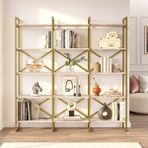 L'occi Concept Arnis Gold Metal Kitaplık 5 Raflı Geniş 3 Bölme 175 cm Mermer Desen As6-Ge