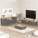 L'occi Concept Delphin Tv Ünitesi Orta Sehpa Konsol 3'Lü Set Çam-Antrasit DLP18-AA