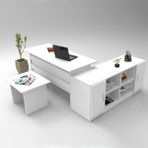 L'occi Concept Diego ABF Ofis Masa Sehpa Klasör Dolabı 3'lü Büro Masa Takımı Beyaz - 73 x 140 x 60 cm