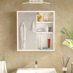 L'occi Concept Dunes Aynalı Lavabo Üstü Banyo Dolabı Raflı Kapaklı 60cm Beyaz DS1-W
