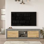 L'occi Concept Owen 160 cm Kapaklı Raflı Tv Ünitesi Sehpası Keçe-Beton OW12-KR - Gri