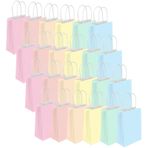LOCCY 24 adet kulplu kağıt torba, 6 renk, 16 x 8 x 22 cm, renkli kağıt torba, kraft kağıdından hediye torbası, hediyelik torba, çocuk doğum günü, düğün, Noel partileri, kutlamalar için şeker poşetleri