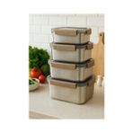 Locknlock Paslanmaz Çelik Fırın Saklama Kabı 4’lü Set ( Kilitli Kapaklı ) 310ML+520ML+700ML+1,0LT
