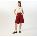 Loco Loco 09-15 Yaş Kız Çocuk Crop Uzun Şort Takım - Vişne