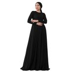 Lodmela 688 Nakış Detaylı Siyah Tesettür Abiye Elbise