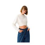 Loft Crop Kadın Sweatshirt - Beyaz - M