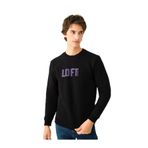 LOFT Erkek Sweatshirt, Bisiklet Yaka, Siyah/Mor, S Beden
