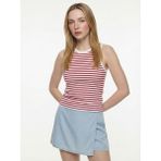 Loft Slim Fit Kadın Atlet - Beyaz - Kırmızı - XS