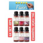 Lofty 6x Favori Seti Esansiyel Uçucu Yağ, Buhurdanlık Yağı, Difüzör Esansı, Oda Kokusu 10ml